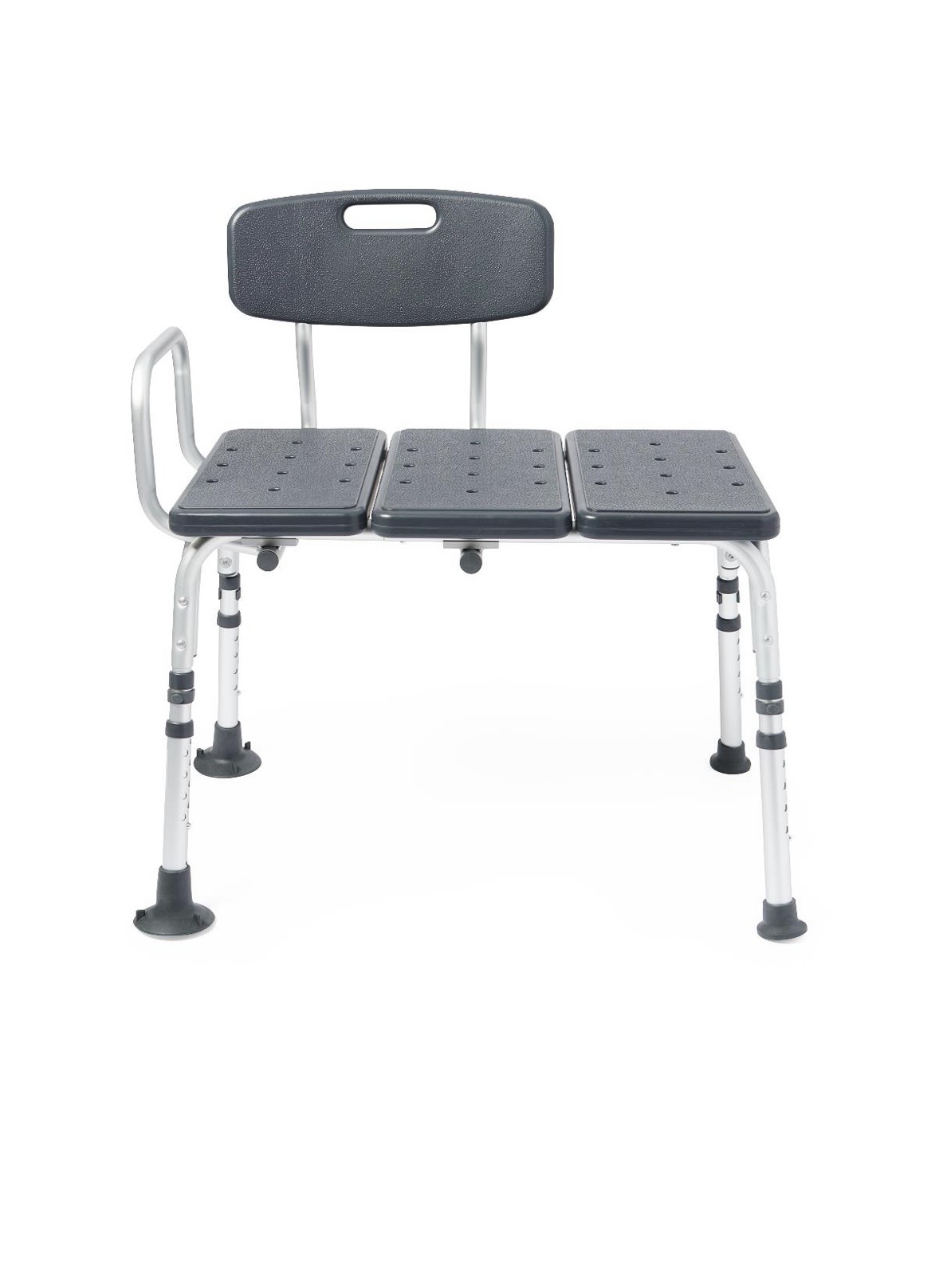Medline Knockdown Transfer Bench with Back and Microban Treatment, Gray
